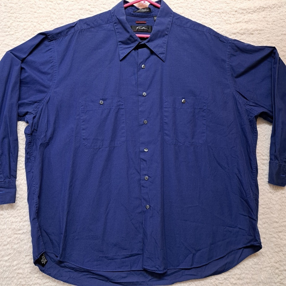 Mens FUBU Collection XXL Blue 100% Cotton Button-Up Shirt